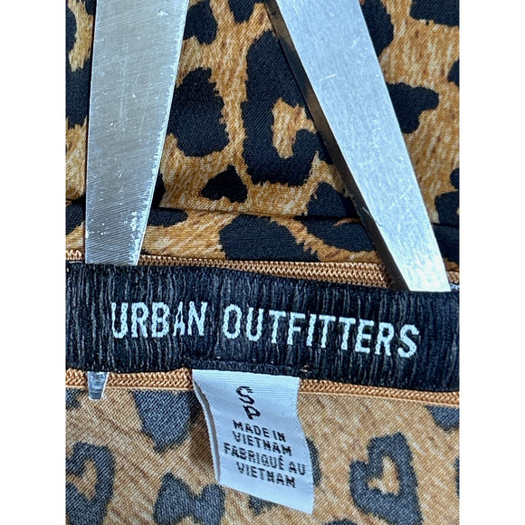 Urban Outfitters Edy Midi Leopard Slip Skirt S Slit Brown Black Satiny Coquette - Picture 7 of 8